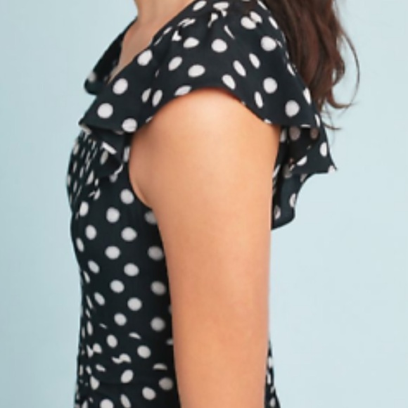 SOLD Maeve Anthropologie Gathered Tulip Polka Dot Dress 10P - Picture 7 of 10